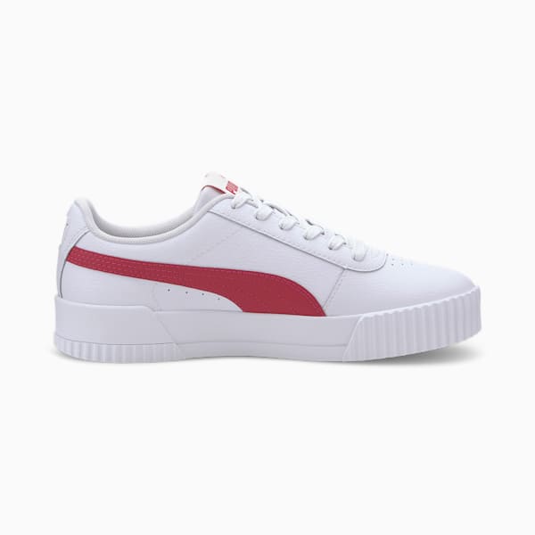 Carina Leather Women’s Sneakers, Puma White-BRIGHT ROSE-BRIGHT ROSE, extralarge