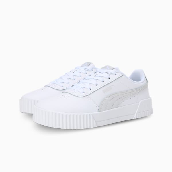 Carina Leather SoftFoam Women's Sneakers, PUMA White-Feather Gray, extralarge-IND