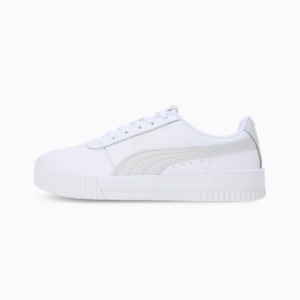 Carina Leather SoftFoam Women's Sneakers, PUMA White-Feather Gray, extralarge-IND