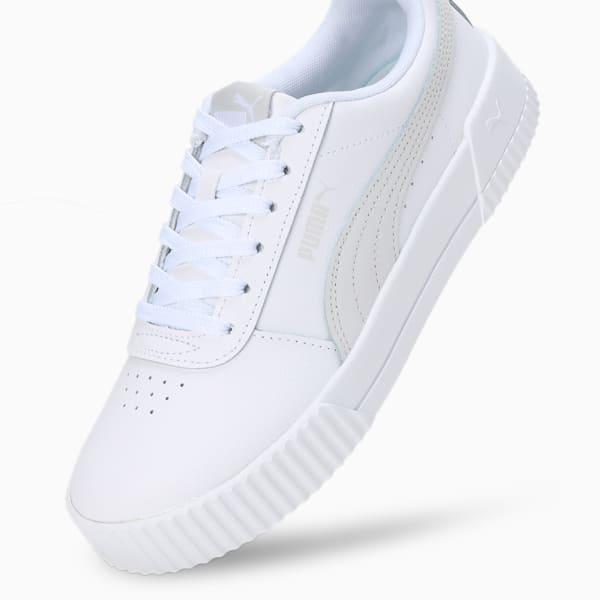 Carina Leather SoftFoam Women's Sneakers, PUMA White-Feather Gray, extralarge-IND
