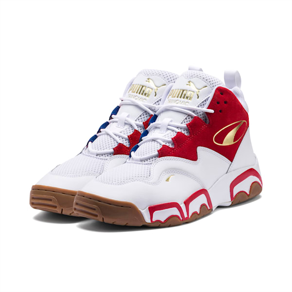 Source Mid Playoffs Sneakers, Puma White-Surf The Web-High Risk Red, extralarge