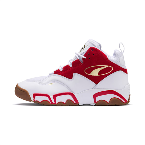 Source Mid Playoffs Sneakers, Puma White-Surf The Web-High Risk Red, extralarge