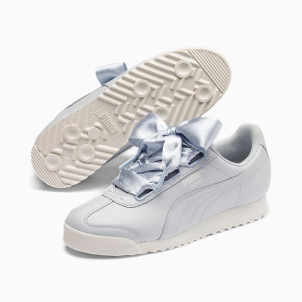 Roma Heart Metallic Women's Sneakers, Heather-Puma Silver, extralarge