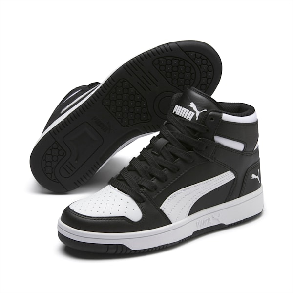 PUMA Rebound LayUp Mid Sneakers Big Kids, Puma Black-Puma White, extralarge