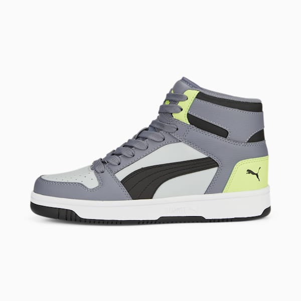 Rebound Lay-Up SL Kid's Shoes, Gray Tile-PUMA Black-Platinum Gray-Lily Pad, extralarge-IND