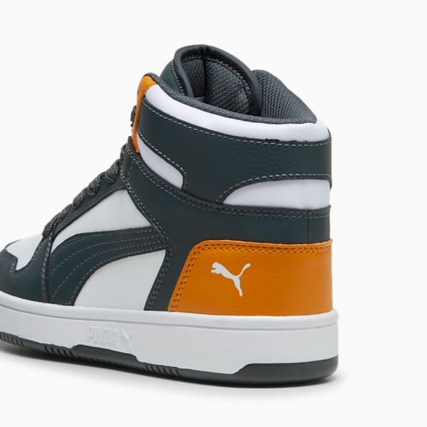 PUMA Rebound LayUp Mid Sneakers Big Kids, Mineral Gray-PUMA White-Ginger Tea, extralarge