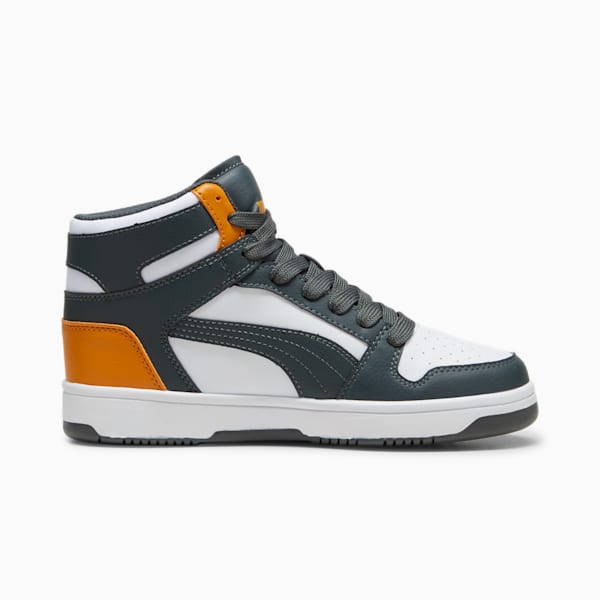 PUMA Rebound LayUp Mid Sneakers Big Kids, Mineral Gray-PUMA White-Ginger Tea, extralarge