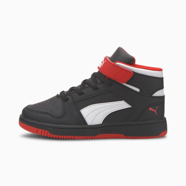 PUMA Rebound LayUp Little Kids' Shoes, Puma Black-High Risk Red-Puma White, extralarge