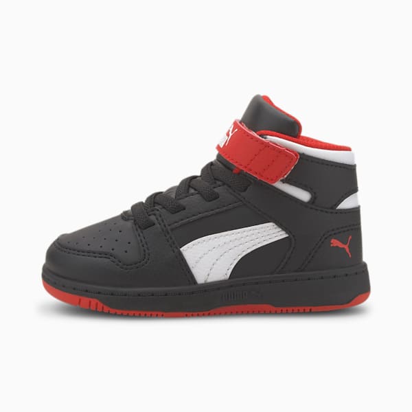 Tenis Bebé Rebound Lay-Up, Puma Black-High Risk Red-Puma White, extralarge