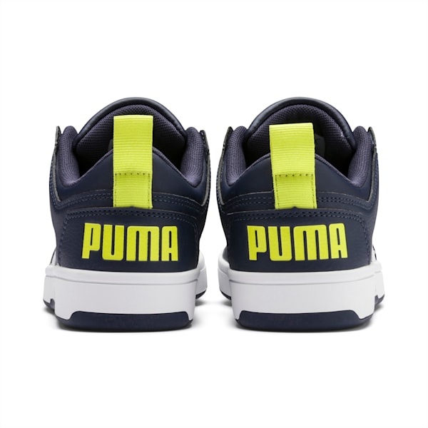 PUMA Rebound LayUp Lo Sneakers Big Kids, Peacoat-Puma White-Fluo Yellow, extralarge