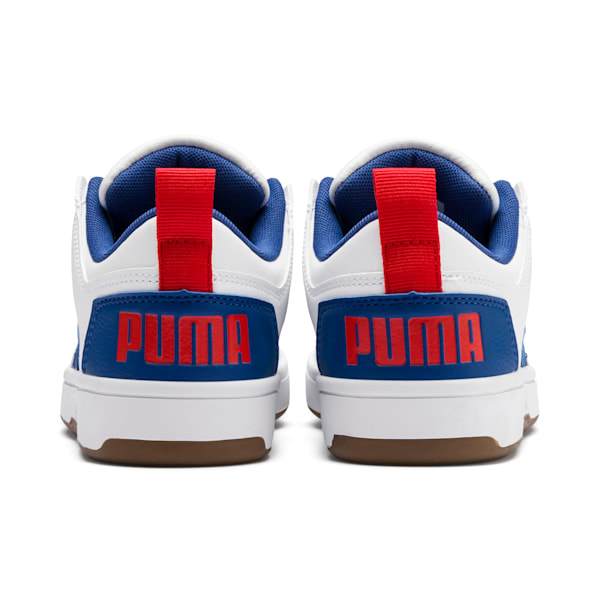 PUMA Rebound LayUp Lo Sneakers Big Kids, Puma White-Galaxy Blue-High Risk Red, extralarge