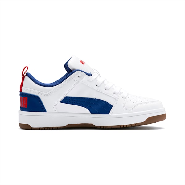 Tenis Adolescentes Rebound Lay-Up Lo, Puma White-Galaxy Blue-High Risk Red, extralarge