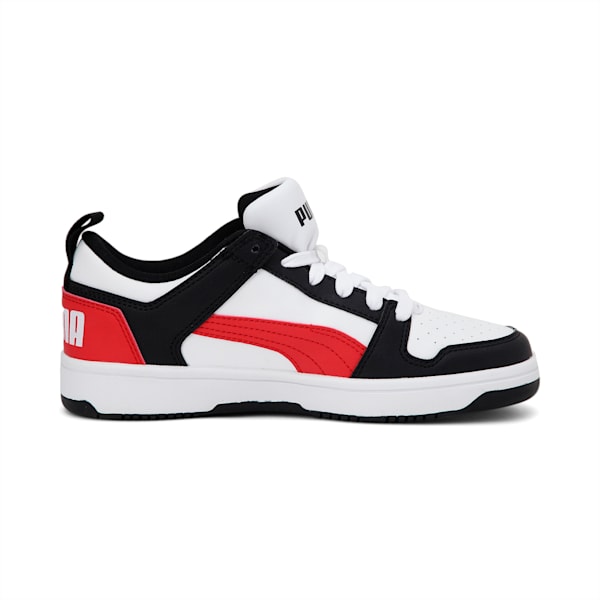 PUMA Rebound LayUp Lo Sneakers JR, Puma White-Puma Black-Red, extralarge-IND