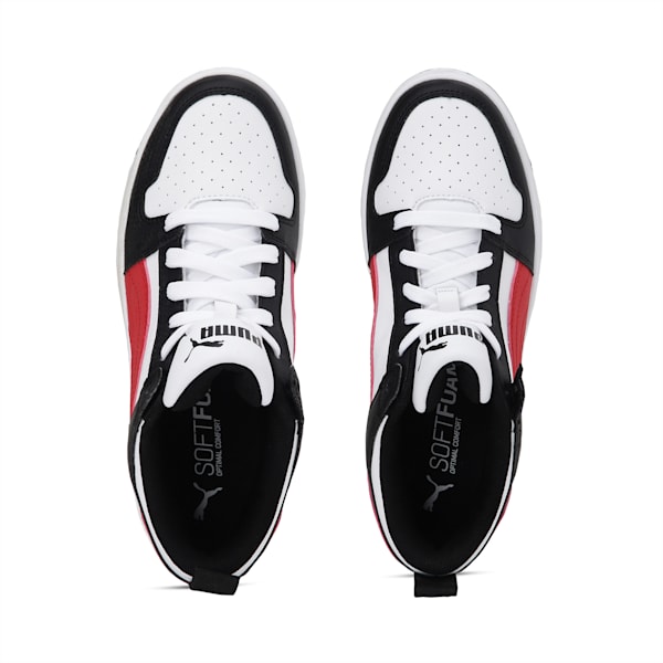 PUMA Rebound LayUp Lo Sneakers JR, Puma White-Puma Black-Red, extralarge-IND
