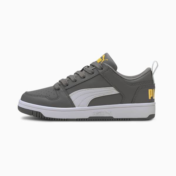 PUMA Rebound LayUp Lo Sneakers Big Kids, Ultra Gray-Puma White-Dandelion, extralarge