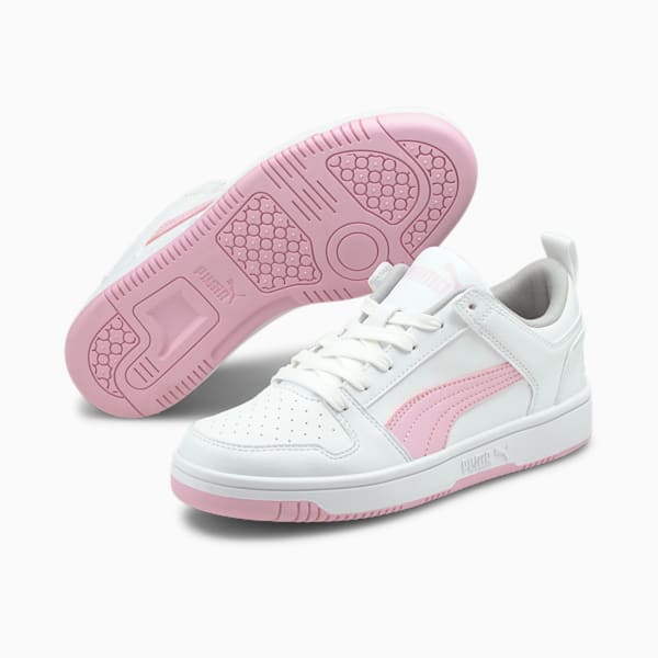 PUMA Rebound LayUp Lo Sneakers Big Kids, Puma White-Pink Lady, extralarge
