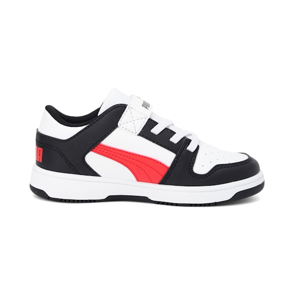 PUMA Rebound LayUp Lo Little Kids' Shoes, Puma White-High Risk Red-Puma Black, extralarge