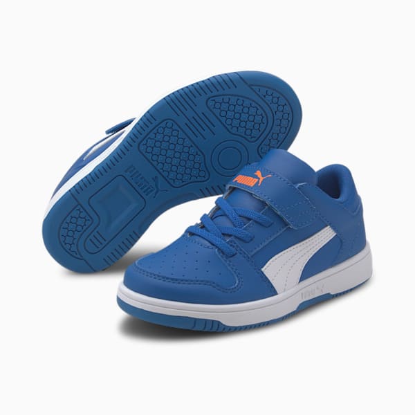 Rebound Lay-Up Lo V Kids' Shoes, Lapis Blue-Puma White-Dragon Fire, extralarge-IND