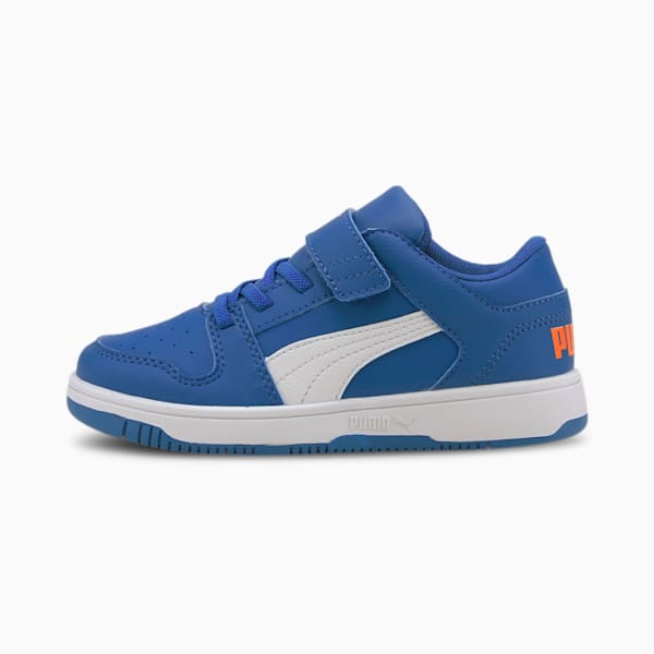 Rebound Lay-Up Lo V Kids' Shoes, Lapis Blue-Puma White-Dragon Fire, extralarge-IND