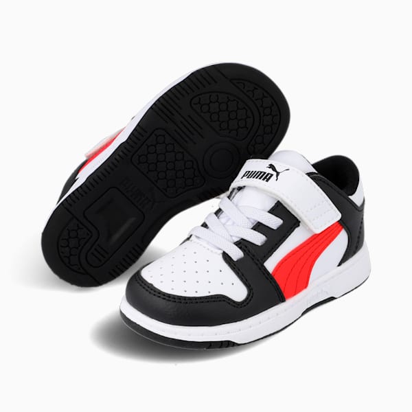 Rebound Layup Lo Babies' Trainers, Puma White-High Risk Red-Puma Black