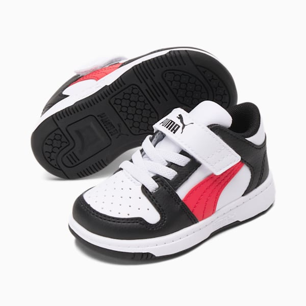 Tenis Bebé Rebound Layup Lo, Puma White-High Risk Red-Puma Black, extralarge