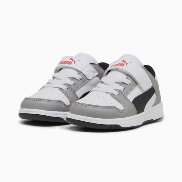 Tenis Bebé Rebound Layup Lo, PUMA White-PUMA Black-Concrete Gray-For All Time Red, extralarge