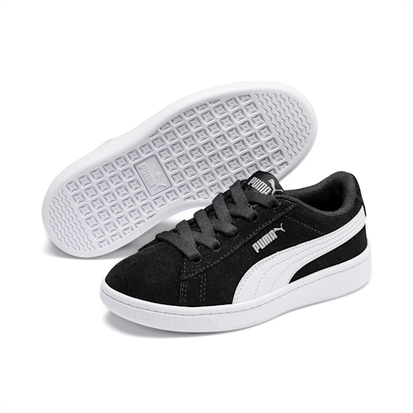 PUMA Vikky v2 Suede Little Kids' Shoes, Puma Black-Puma White-Puma Silver, extralarge