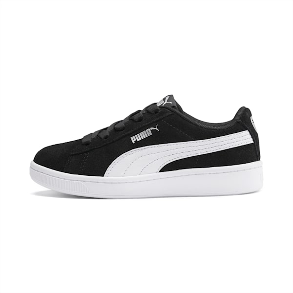 PUMA Vikky v2 Suede Little Kids' Shoes, Puma Black-Puma White-Puma Silver, extralarge