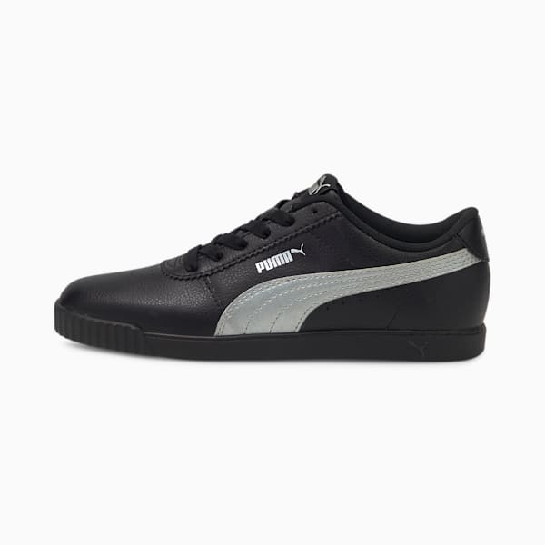 Black leather pumas women's clearance