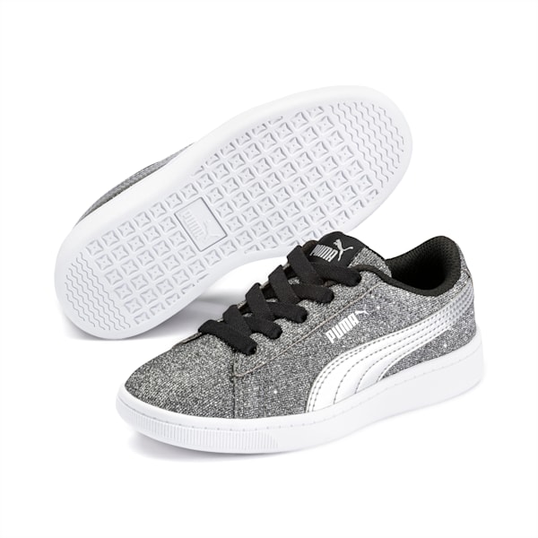 PUMA Vikky v2 Glitz Little Kids' Shoes, Puma Black-Puma Silver-Puma White, extralarge