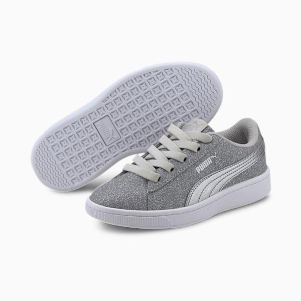 PUMA Vikky v2 Glitz Little Kids' Shoes, Gray Violet-Puma Silver-Puma White, extralarge