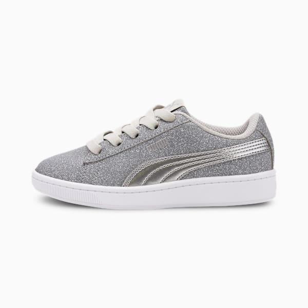 PUMA Vikky v2 Glitz Little Kids' Shoes, Gray Violet-Silver-White, extralarge