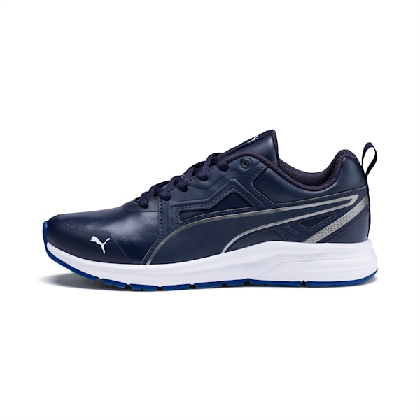 Pure Jogger Youth Shoes, Peacoat-Aged Slvr-Wht-G Blue, extralarge-IND