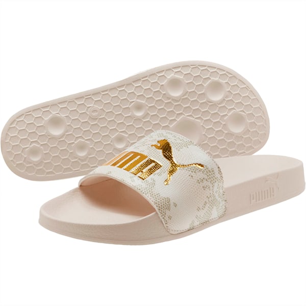 Leadcat Snake Lux Women’s Slides, Pastel Parchment-Puma Team Gold, extralarge