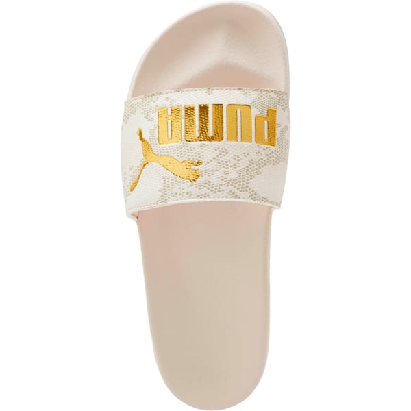 Leadcat Snake Lux Women’s Slides, Pastel Parchment-Puma Team Gold, extralarge