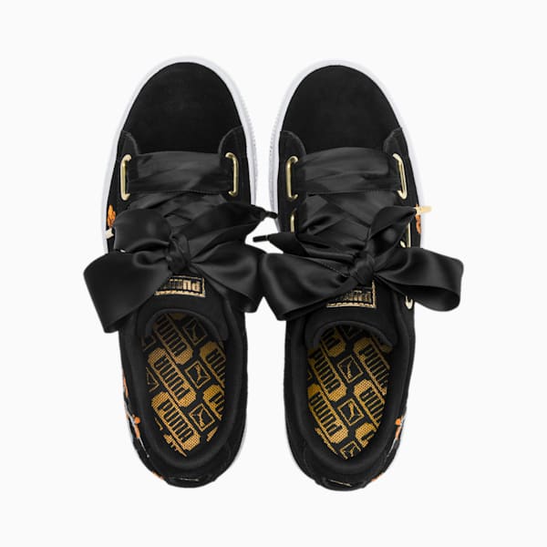 Puma suede heart black satin bow top