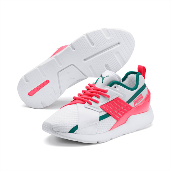 Muse X-2 Women's Shoes, Puma White-Pink Alert, extralarge-IND