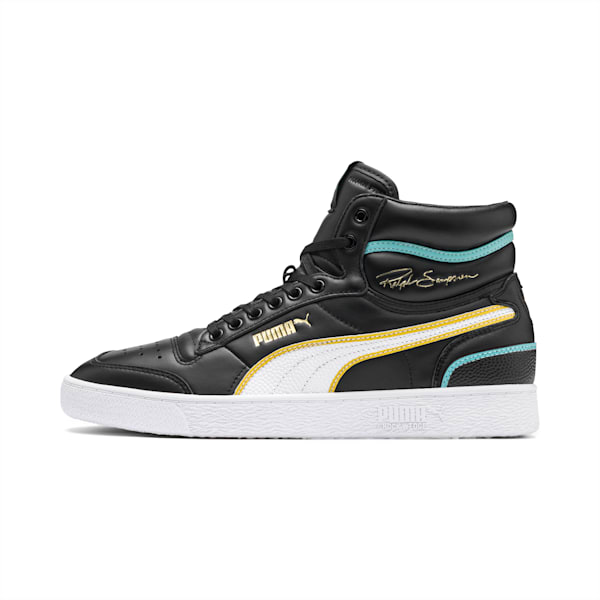 Ralph Sampson Mid Hoops Sneakers, Puma Blk-Puma Wht-Puma Wht, extralarge