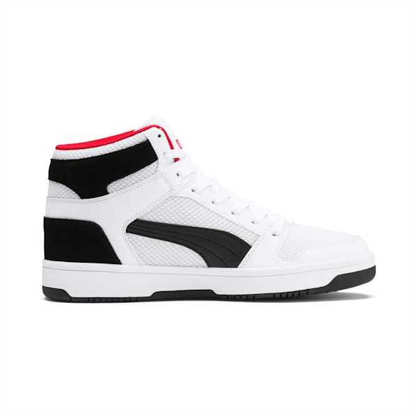 PUMA Rebound LayUp Mesh Men's Sneakers, Puma White-Puma Black-High Risk Red, extralarge