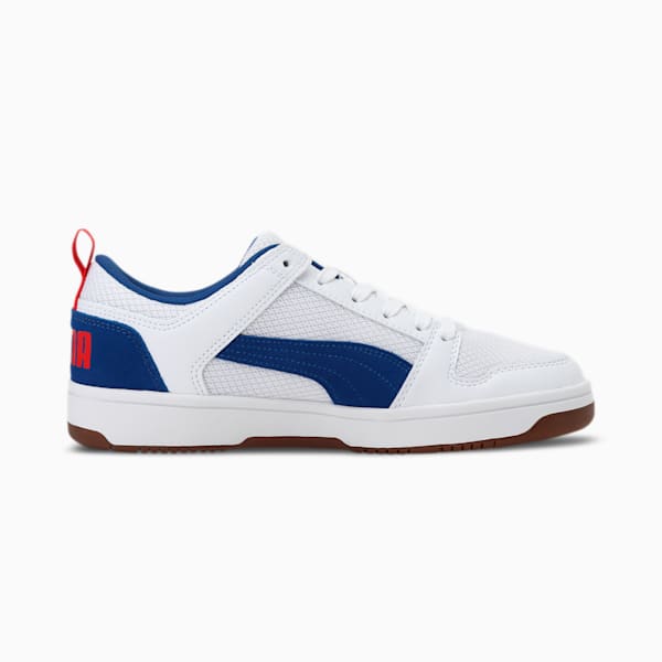 Rebound Lay-Up Lo SoftFoam+ Mesh Shoes, Puma White-Galaxy Blue-High Risk Red-Gum, extralarge-IND
