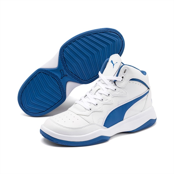 PUMA Rebound Playoff SL Sneakers JR, Puma White-Bright Cobalt, extralarge