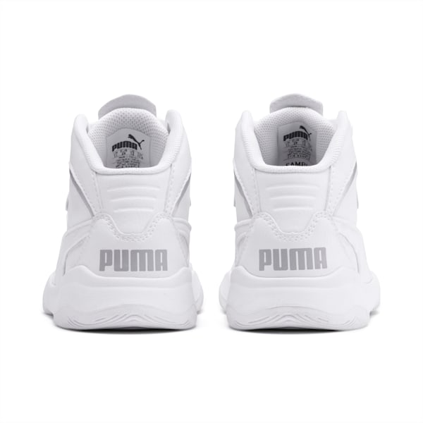 PUMA Rebound Playoff SL Little Kids' Shoes, Puma White-Puma Silver, extralarge