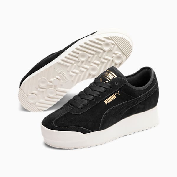 Roma Amor Suede Women's Sneakers, Puma Black-Puma Team Gold, extralarge