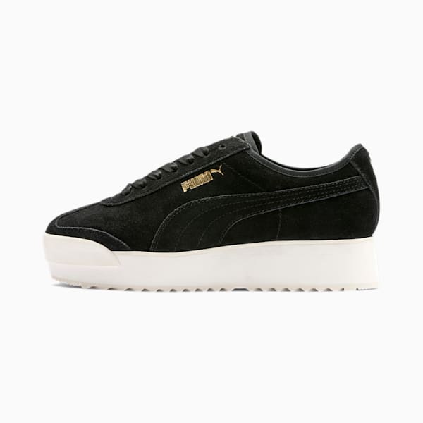 Roma Amor Suede Women's Sneakers, Puma Black-Puma Team Gold, extralarge