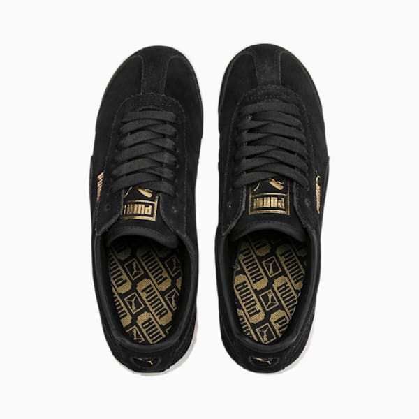 Roma Amor Suede Women's Sneakers, Puma Black-Puma Team Gold, extralarge