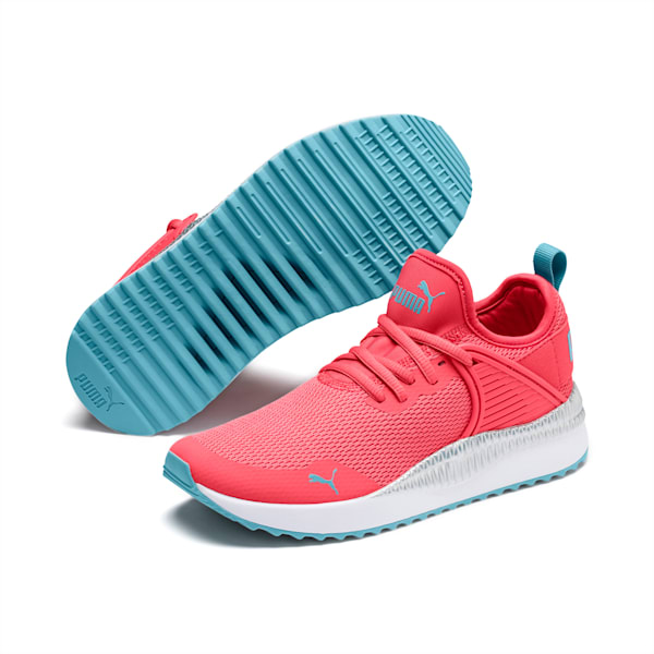 Pacer Next Cage Metallic Sneakers JR, Calypso Coral-Milky Blue-Puma White, extralarge