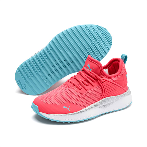 Pacer Next Cage Metallic Little Kids' Shoes, Calypso Coral-Milky Blue-Puma White, extralarge