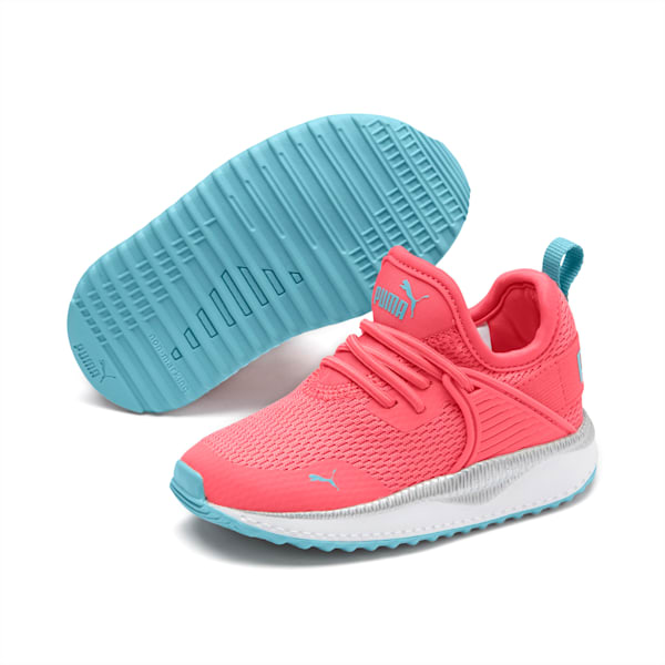 Pacer Next Cage Metallic Toddler Shoes, Calypso Coral-Milky Blue-Puma White, extralarge