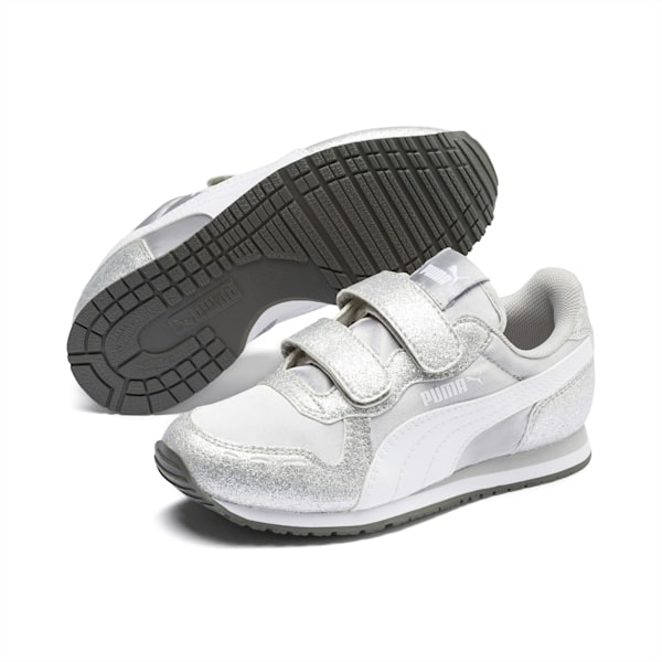 Cabana Racer Glitz V EVA Girl's Shoes, Puma Silver-Puma White-Gray Violet, extralarge-AUS