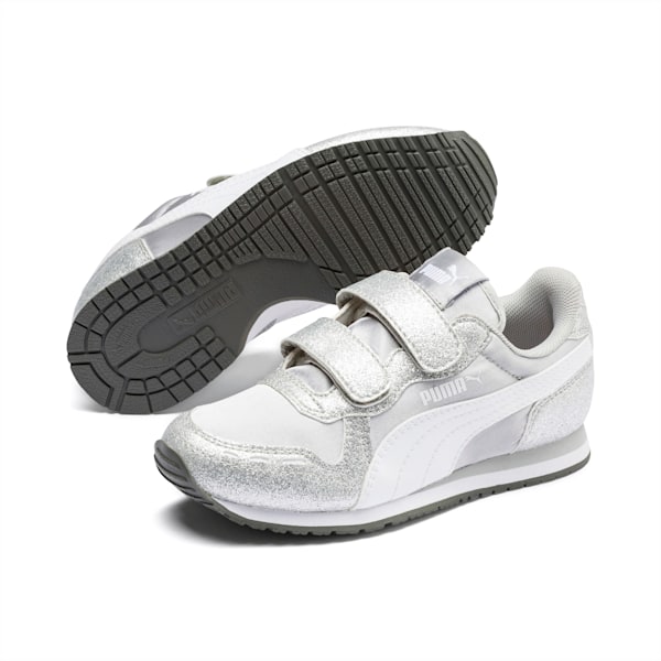 Cabana Racer Glitz V EVA Girl's Shoes, Puma Silver-Puma White-Gray Violet, extralarge-IND